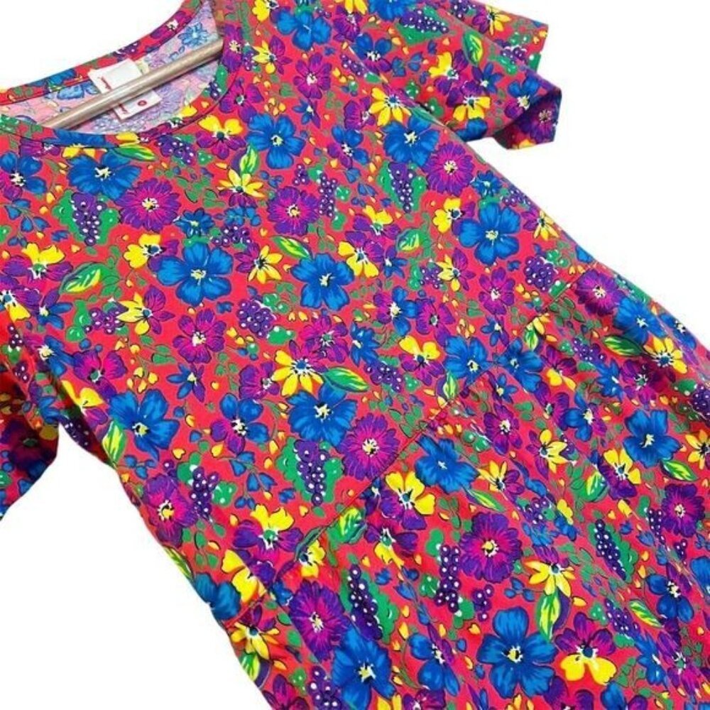 Vintage 90s Hanna Andersson Pink Floral Dress S Retro Colorful Artsy - Picture 5 of 5